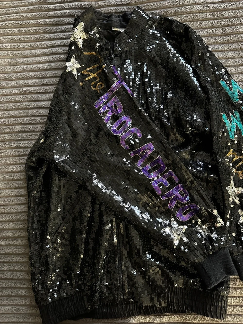 Vintage MODI Silk Sequin Jacket- Brown Derby Coconut Grove- Hollywood Art Wear